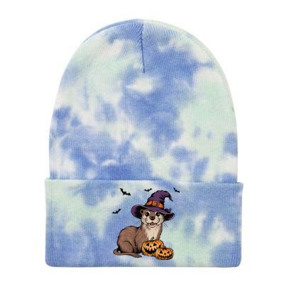 Halloween Otter Funny Witch Otter Tie Dye 12in Knit Beanie