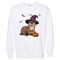 Halloween Otter Funny Witch Otter Garment-Dyed Sweatshirt