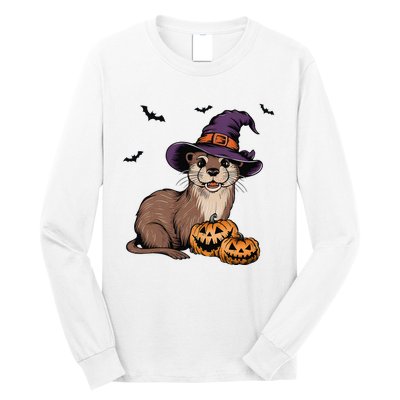 Halloween Otter Funny Witch Otter Long Sleeve Shirt