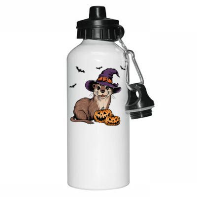 Halloween Otter Funny Witch Otter Aluminum Water Bottle 