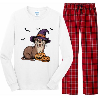 Halloween Otter Funny Witch Otter Long Sleeve Pajama Set