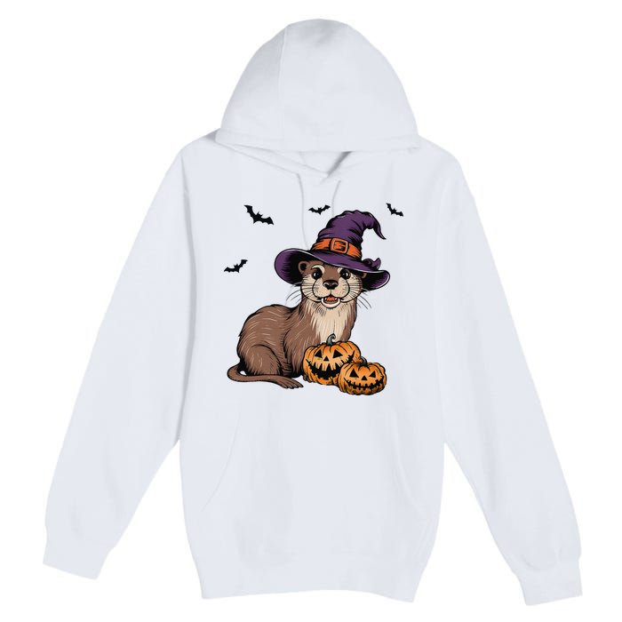 Halloween Otter Funny Witch Otter Premium Pullover Hoodie