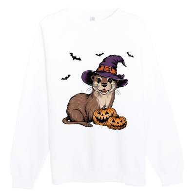 Halloween Otter Funny Witch Otter Premium Crewneck Sweatshirt