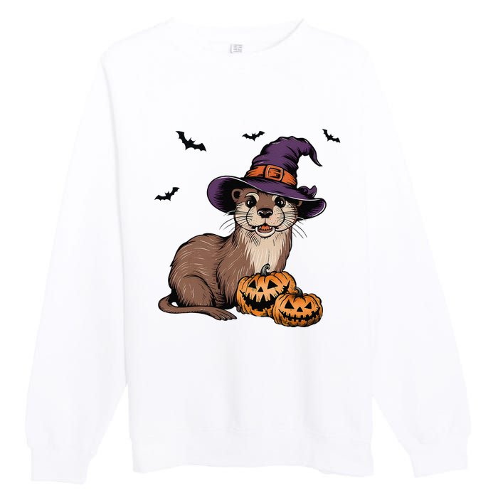 Halloween Otter Funny Witch Otter Premium Crewneck Sweatshirt