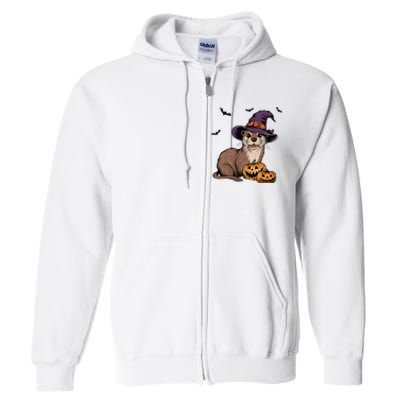 Halloween Otter Funny Witch Otter Full Zip Hoodie