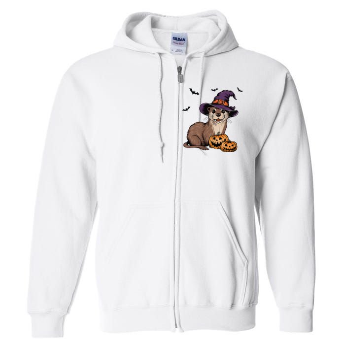 Halloween Otter Funny Witch Otter Full Zip Hoodie