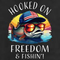 Hooked On Freedom Funny Fisherman Fishing Trout Usa Flag Adult Drive Performance Visor