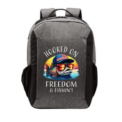 Hooked On Freedom Funny Fisherman Fishing Trout Usa Flag Vector Backpack