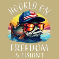 Hooked On Freedom Funny Fisherman Fishing Trout Usa Flag Cooling Performance Crew T-Shirt