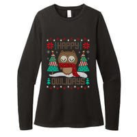 Happy Owlidays Funny Owl Ugly Christmas Sweaters Womens CVC Long Sleeve Shirt