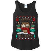 Happy Owlidays Funny Owl Ugly Christmas Sweaters Ladies Essential Tank