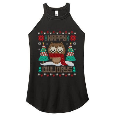 Happy Owlidays Funny Owl Ugly Christmas Sweaters Women's Perfect Tri Rocker Tank