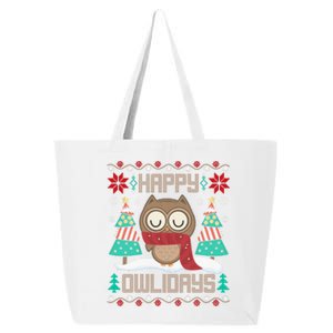 Happy Owlidays Funny Owl Ugly Christmas Sweaters 25L Jumbo Tote