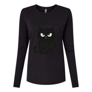 Hiss Off Funny Black Cat Hiss Off Meow Cat Womens Cotton Relaxed Long Sleeve T-Shirt