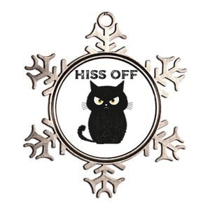 Hiss Off Funny Black Cat Hiss Off Meow Cat Metallic Star Ornament