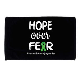 Hope Over Fear Green Ribbon Tbi Warrior Brain Injury Month Gift Microfiber Hand Towel