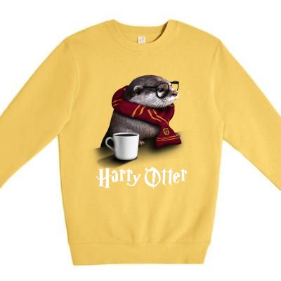 Hairy Otter Funny Christmas And Halloween Otter Gift Premium Crewneck Sweatshirt