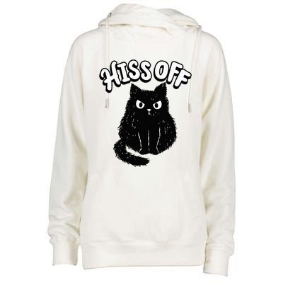 Hiss Off Grumpy Animal Lover Cute Kitten Cat Pet Owner Womens Funnel Neck Pullover Hood