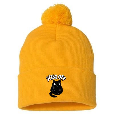 Hiss Off Grumpy Animal Lover Cute Kitten Cat Pet Owner Pom Pom 12in Knit Beanie