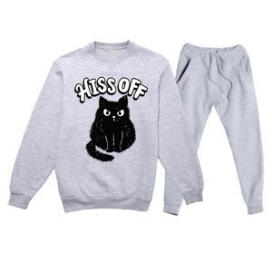 Hiss Off Grumpy Animal Lover Cute Kitten Cat Pet Owner Premium Crewneck Sweatsuit Set