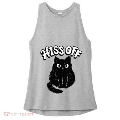 Hiss Off Grumpy Animal Lover Cute Kitten Cat Pet Owner Ladies PosiCharge Tri-Blend Wicking Tank