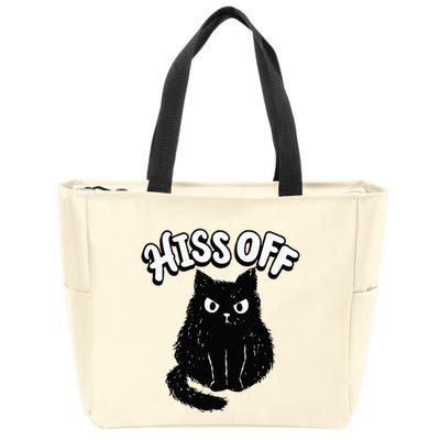 Hiss Off Grumpy Animal Lover Cute Kitten Cat Pet Owner Zip Tote Bag
