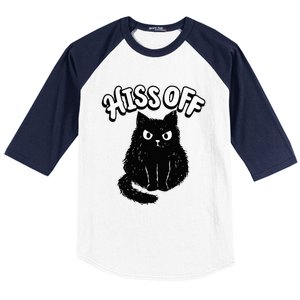 Hiss Off Grumpy Animal Lover Cute Kitten Cat Pet Owner Baseball Sleeve Shirt