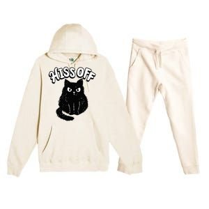 Hiss Off Grumpy Animal Lover Cute Kitten Cat Pet Owner Premium Hooded Sweatsuit Set