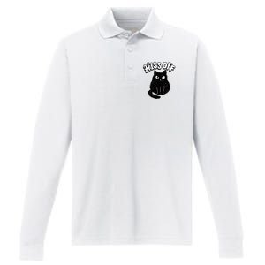 Hiss Off Grumpy Animal Lover Cute Kitten Cat Pet Owner Performance Long Sleeve Polo