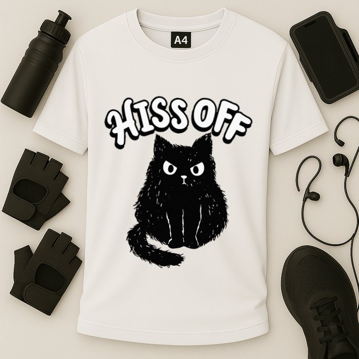 Hiss Off Grumpy Animal Lover Cute Kitten Cat Pet Owner Cooling Performance Crew T-Shirt