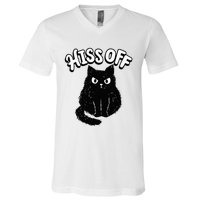 Hiss Off Grumpy Animal Lover Cute Kitten Cat Pet Owner V-Neck T-Shirt