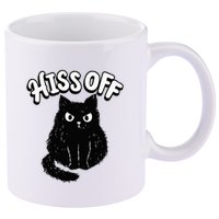 Hiss Off Grumpy Animal Lover Cute Kitten Cat Pet Owner 11oz C Handle Ceramic Mug