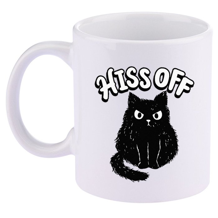 Hiss Off Grumpy Animal Lover Cute Kitten Cat Pet Owner 11oz C Handle Ceramic Mug