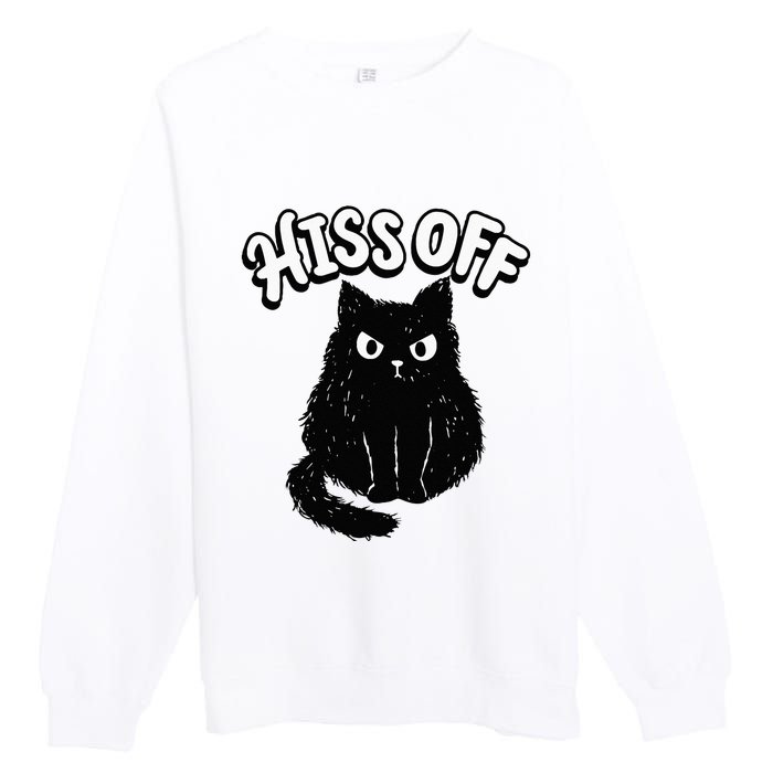 Hiss Off Grumpy Animal Lover Cute Kitten Cat Pet Owner Premium Crewneck Sweatshirt