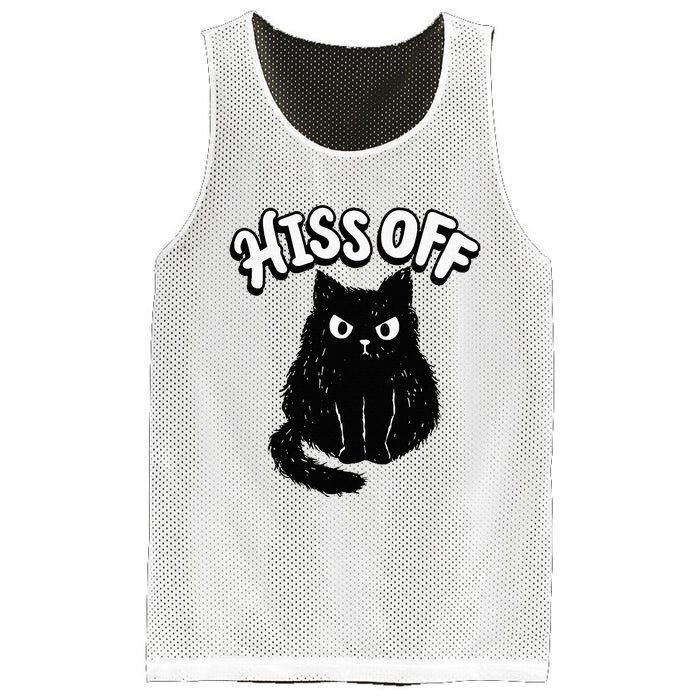 Hiss Off Grumpy Animal Lover Cute Kitten Cat Pet Owner Mesh Reversible Basketball Jersey Tank