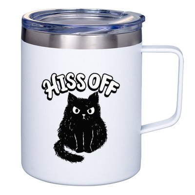 Hiss Off Grumpy Animal Lover Cute Kitten Cat Pet Owner 12oz Stainless Steel Coffee Mug