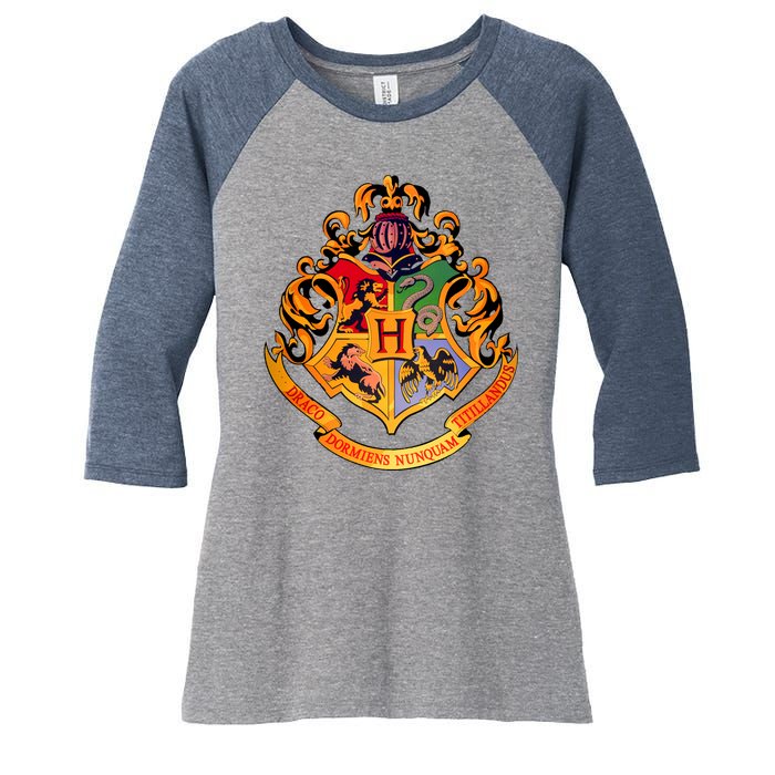 Hogwarts School Emblem Women's Tri-Blend 3/4-Sleeve Raglan Shirt