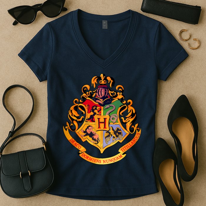 Hogwarts School Emblem Women's V-Neck T-Shirt