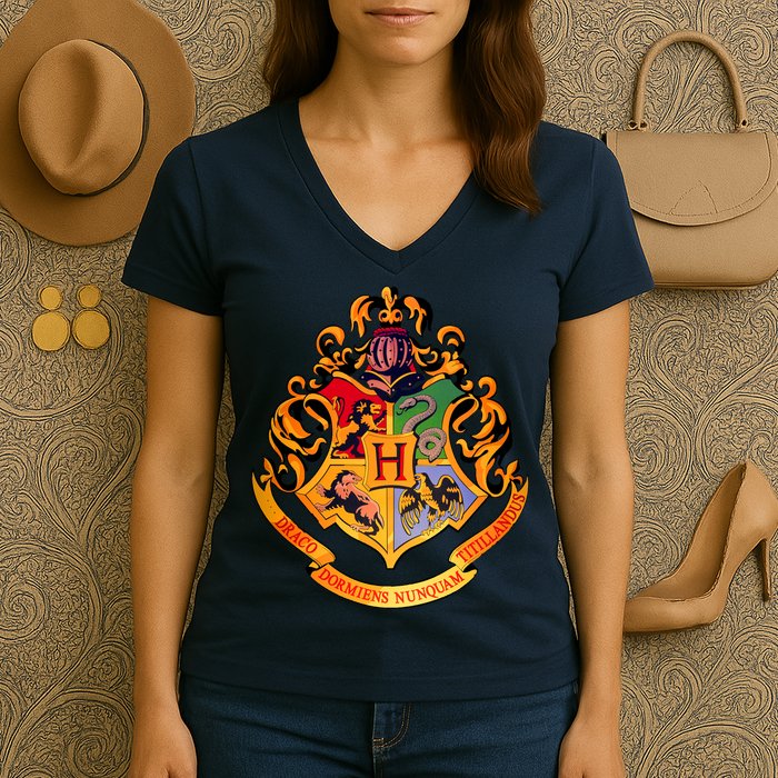 Hogwarts School Emblem Women's V-Neck T-Shirt