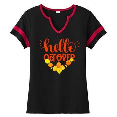 Hello October Ladies Halftime Notch Neck Tee