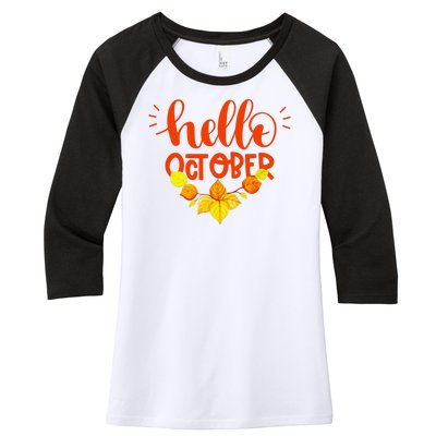 Hello October Women's Tri-Blend 3/4-Sleeve Raglan Shirt