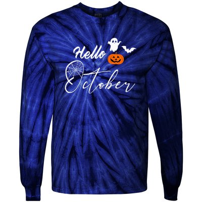 Hello October | Halloween Tie-Dye Long Sleeve Shirt