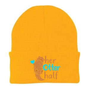 Her Otter Half Punny Romantic Couple Valentine's Day Knit Cap Winter Beanie