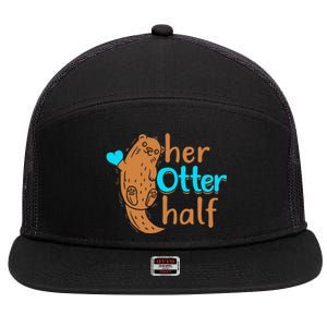 Her Otter Half Punny Romantic Couple Valentine's Day 7 Panel Mesh Trucker Snapback Hat