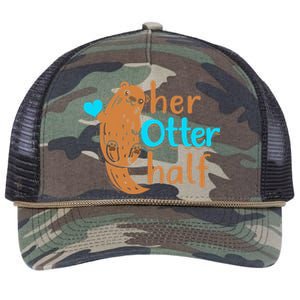 Her Otter Half Punny Romantic Couple Valentine's Day Retro Rope Trucker Hat Cap