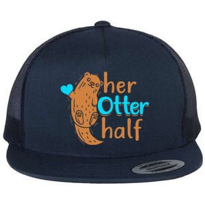 Her Otter Half Punny Romantic Couple Valentine's Day Flat Bill Trucker Hat