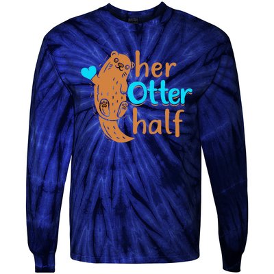 Her Otter Half Punny Romantic Couple Valentine's Day Tie-Dye Long Sleeve Shirt