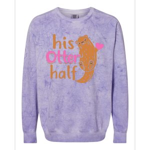 His Otter Half Punny Romantic Couple Valentine's Day Colorblast Crewneck Sweatshirt