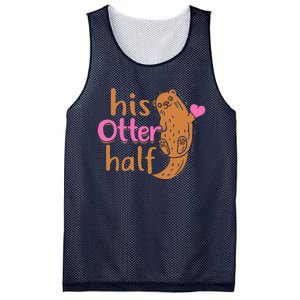 His Otter Half Punny Romantic Couple Valentine's Day Mesh Reversible Basketball Jersey Tank