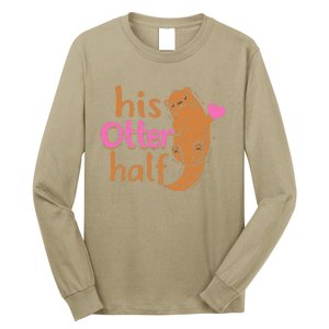 His Otter Half Punny Romantic Couple Valentine's Day Long Sleeve Shirt